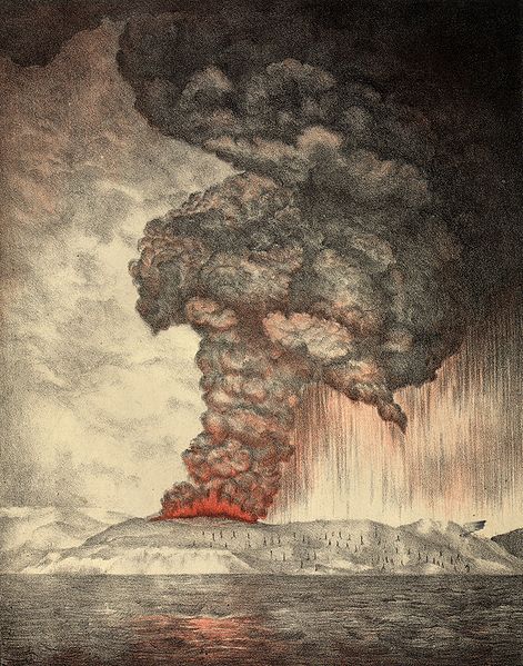 Lithograph of Krakatoa Eruption