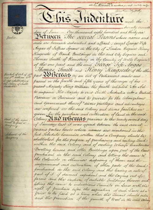 Deed of Settlement, South Australia Company